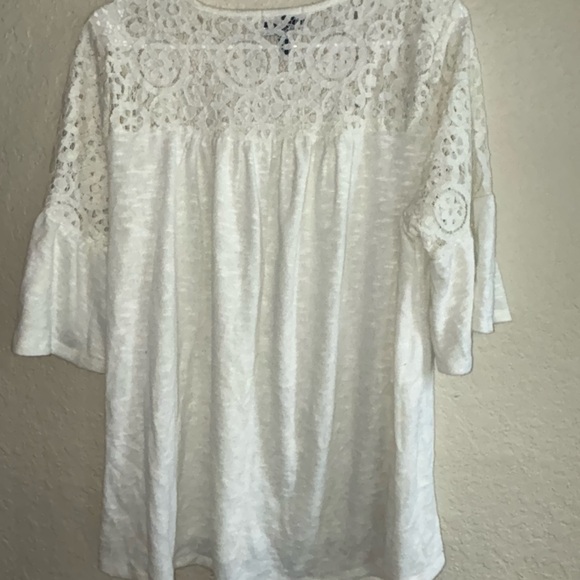 Cato White Bell Sleeve Blouse with Bib Collar - Picture 8 of 8